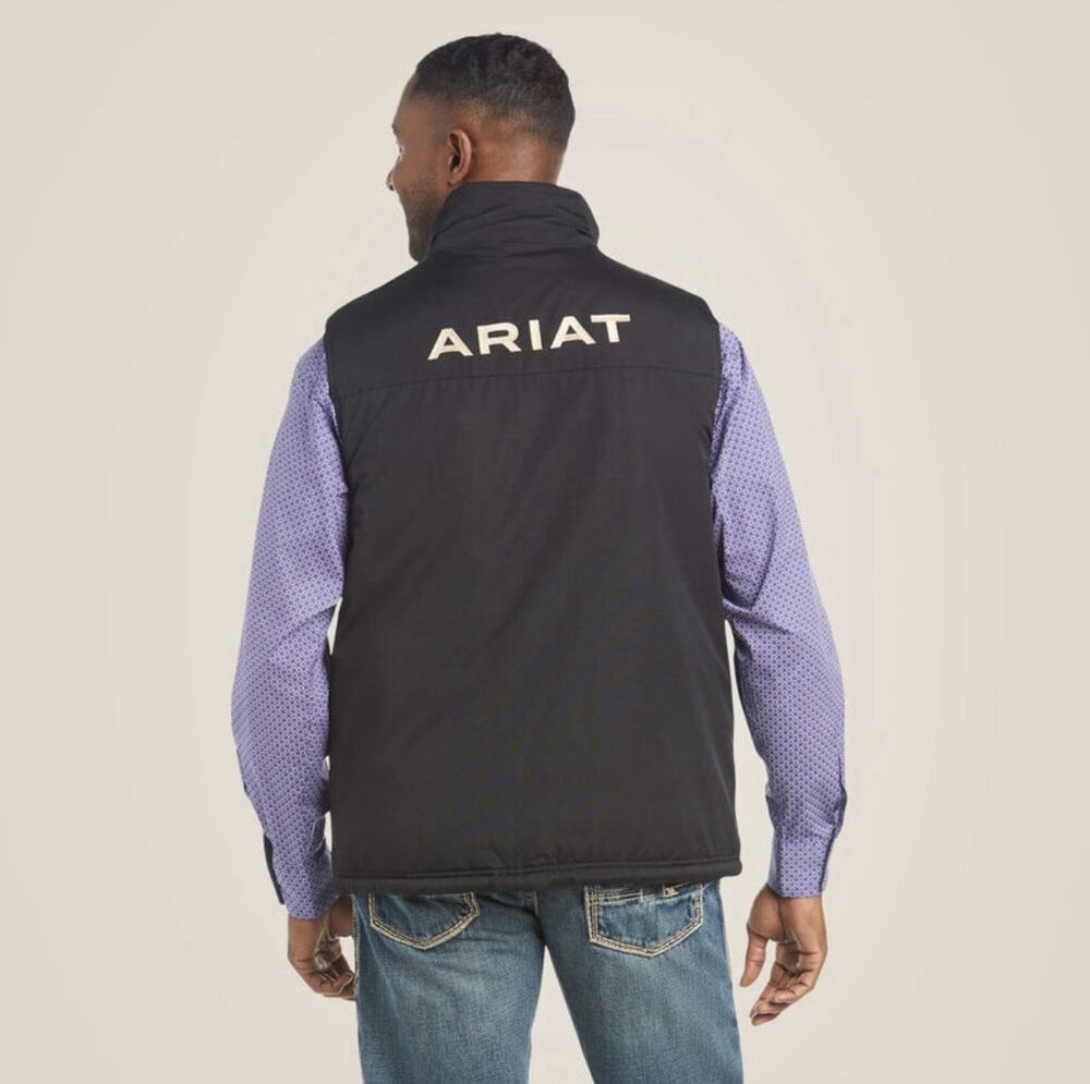 Ariat Men Team Logo Vest Black/Gold XL Wind Water Resistant Conceal Carry Pocket